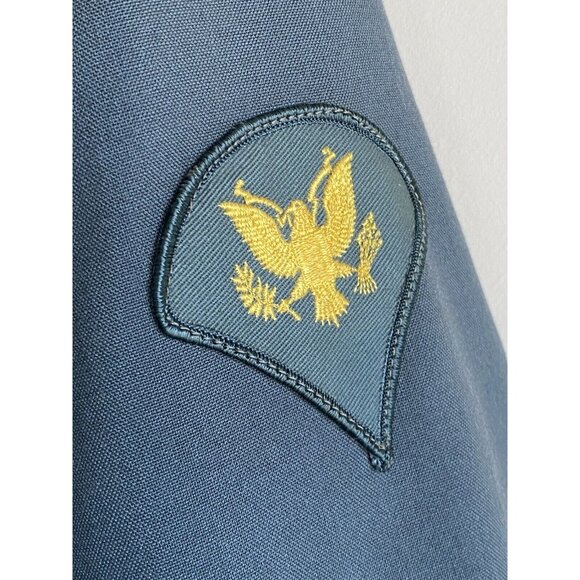 Military Green Jacket with Gold Hardware Men's Button Jacket Blazer Vintage 39R - Picture 8 of 14